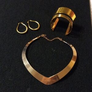 Gold Jewelry Set with Necklace, Earrings, and Bracelet NWOT